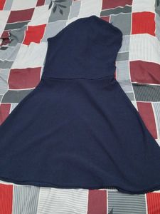 Navy Lace-Up Halter Dress
