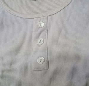 Cute White Button-Up T-Shirt