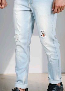 Shein Full Length Heavy Wash Mid Distressed Jeans