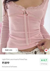 Pink Long Sleeve Top with Lace