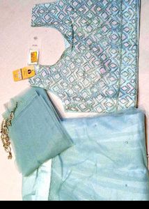 Embroidered Green net lehenga