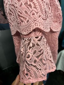 Pink Lace Off-Shoulder Top