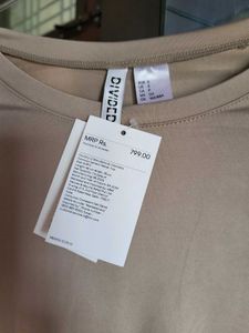 H&amp;M Long Sleeve Microfibre Beige Top/ S
