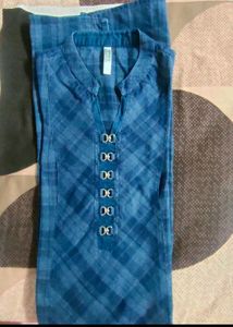 Branded Stylist Denim Checked  Kurti..