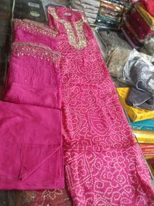 Pink Bandhani Salwar Kameez