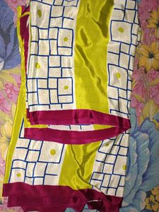 Leman Yellow With Mazanta Crape Saree For Sa