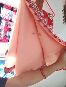 Elegant Peach Saree