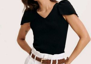 Striped Black Puff Sleeve Top from Reserved