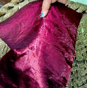 Burgundy fandy silk Shimmer Dress Material