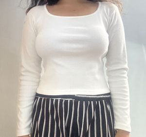 Square Neck White Top