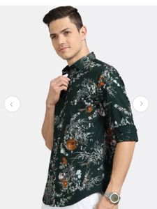 Floral Print Slim Fit Opaque Cotton Casual Shirt