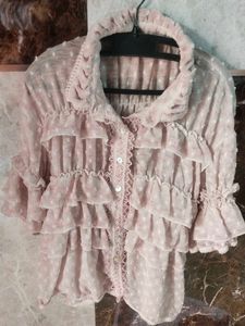 Pink Ruffle Shirt Top