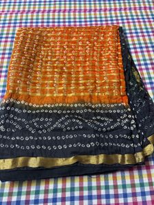 New  Pure Bandhej Saree With Blouse Piece