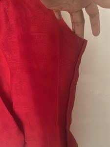 Red Overlay Shrug Top