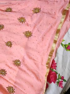 Peach Embroidered Sharara Suit