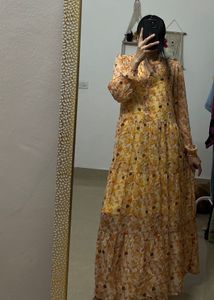 NEO NOIR A-Line Flared Yellow Maxi Dress