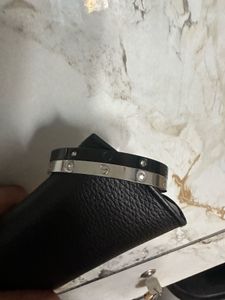 Silver And Black Bangle Bracelet