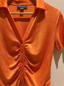 Orange Button-Up Top
