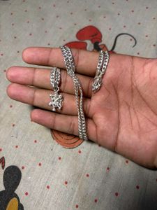 Silver Chain &amp; Locket 92.5 QualityVery Long Chaien