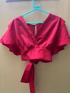 Red Wrap Crop Top