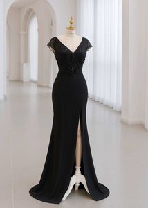 Elegant Black Slit Gown