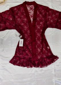 Burgundy Lace Robe