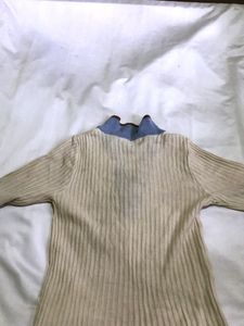 Ribbed Knit Top - Unique Collar Detail