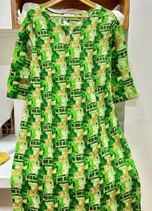 Green Kurti With Beige Palazzo