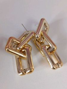 Gold Color Chain Drop Earrings