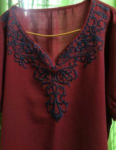 Embroidered Maroon Top