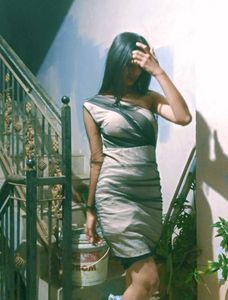 One Shoulder Nude Ruched Bodycon Dress