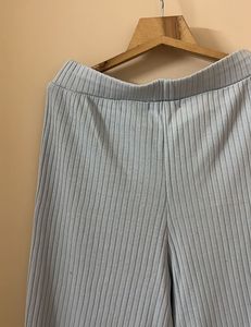 Light Blue Slit Hem Pants
