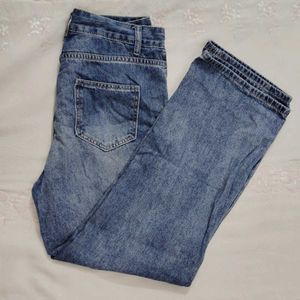 Blue Denim Wide Leg Jeans