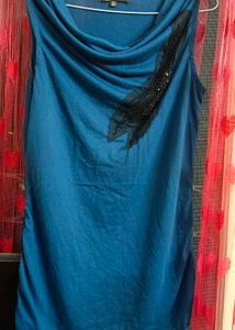 Teal Blue Sleeveless Top (with beadwork)