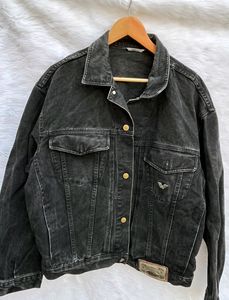 WAMPUM grey black  denim jacket