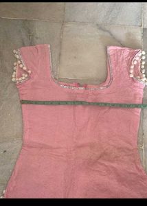 Pink Ethnic Kurta with Pom Poms