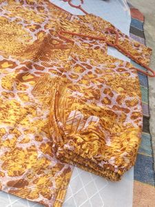 Printed Kurti &amp; Bottom Set ✨ | Size S–M | Soft Fab