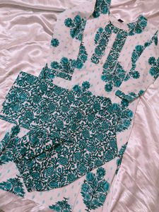 Green Floral Kurti Set