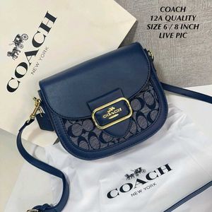 COACH MORGAN SADDLE BAG IN SIGNATURE CHAMBRAY