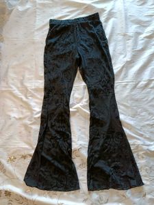 Floral Mesh Flare Pants