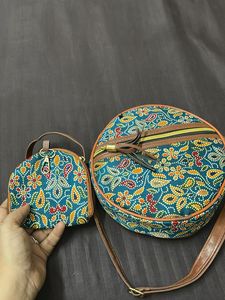 Paisley Print Crossbody Bag With Coin Purse- NEW