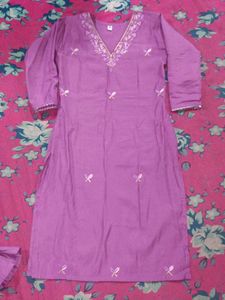 Lavender Embroidered Kurta Set