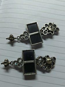 Oxidized Silver Tone Drop Earrings