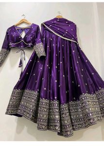 Elegant Purple Lehenga Choli(semi stitched)