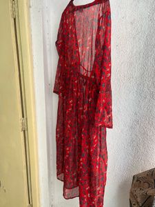 Red Floral Print Maxi Dress
