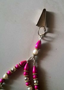 Elegant Pink and Pearl Beaded Latkan for Ethnic We