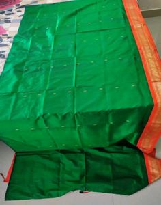Green And Orange Silk Saree