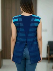 🛍️ Good Blue &amp; Turquoise Striped Tee ⭐⭐⭐⭐⭐