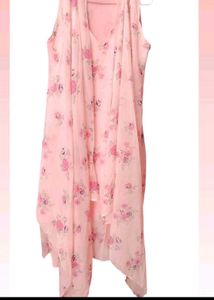 Pink Floral Chiffon Dress