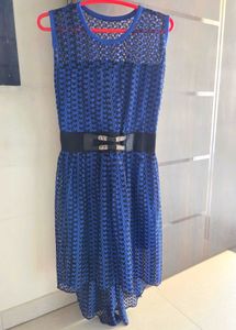 Blue Hi-Lo Dress with Belt